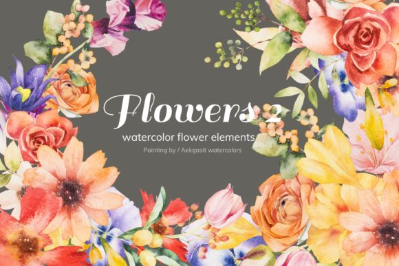 Download Watercolor Flower Elements No 3 - Watercolor flower elements Collection