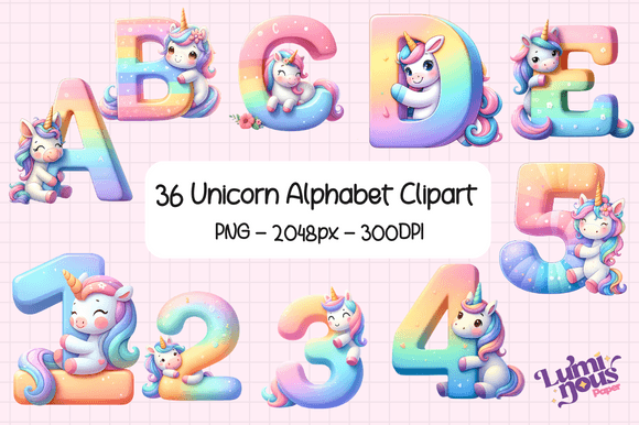 Download Cute Unicorn Alphabet Illustration - Illustration Collection