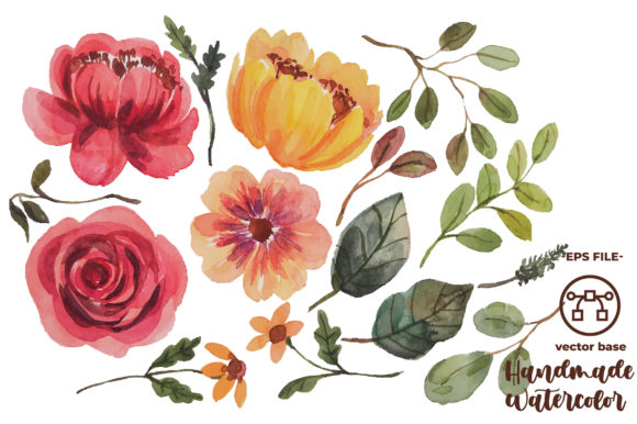 Download Watercolor Flower Elements Vector Design - Watercolor flower elements Collection