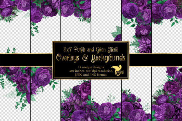Download 5x7 Purple and Green Floral Overlays - Floral overlays Collection