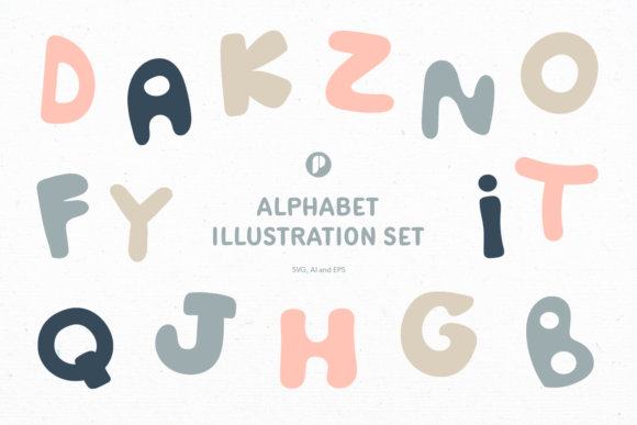 Download Fatty Abstract Alphabet Illustration Set - Illustration Collection