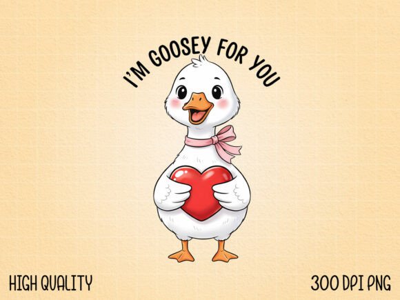 Download Cute Goose Holding Heart Illustration - Illustration Collection